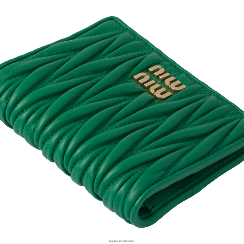 IE Miu MiuCollection Small Matelasse Nappa Leather Wallet Mango XJN62J1077