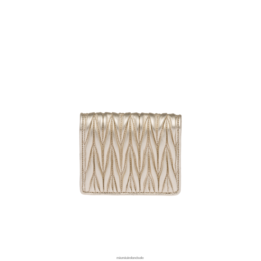 IE Miu MiuCollection Small Matelasse Nappa Leather Wallet Pyrite XJN62J1074