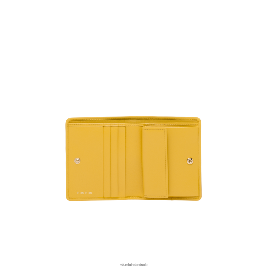 IE Miu MiuCollection Small Matelasse Nappa Leather Wallet Sunny Yellow XJN62J1069