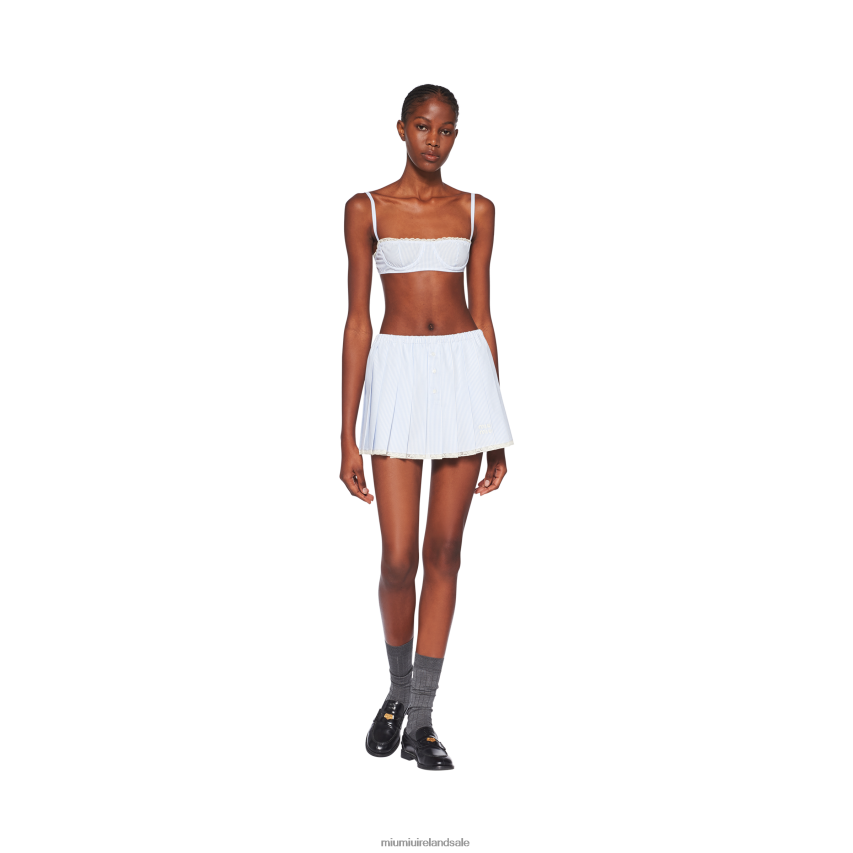 IE Miu MiuReady To Wear Poplin Bra White/Light Blue XJN62J1019