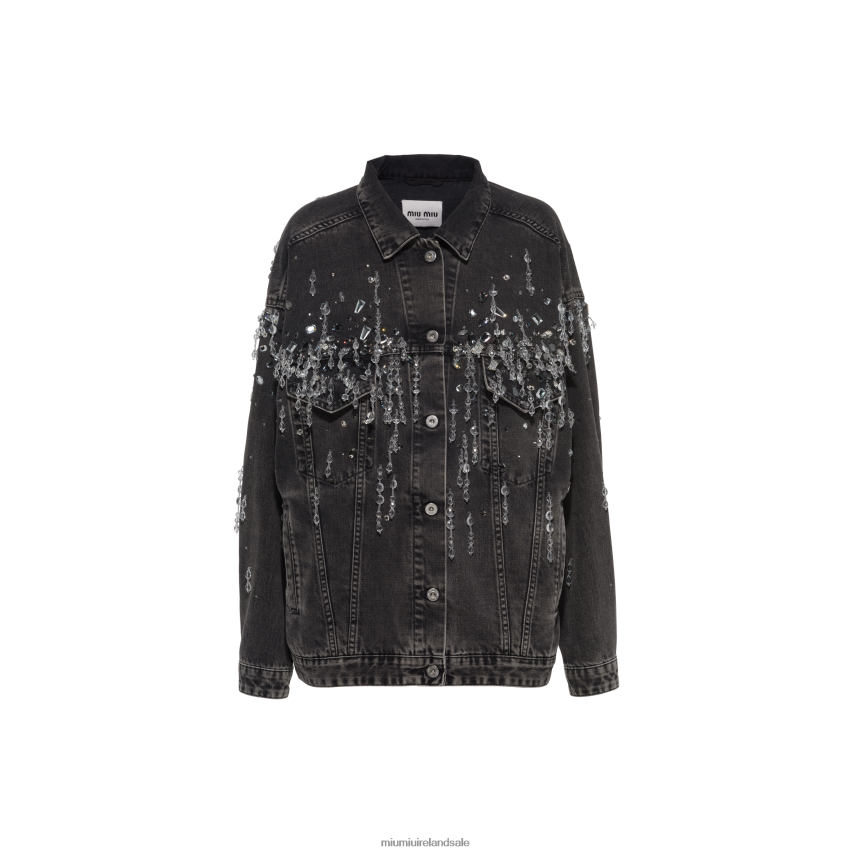 IE Miu MiuReady To Wear Denim Blouson Jacket Black XJN62J499