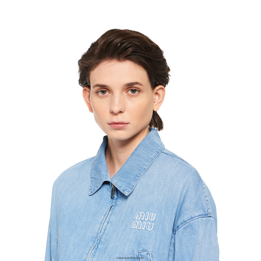 IE Miu MiuReady To Wear Denim Blouson Jacket Sapphire Blue XJN62J478