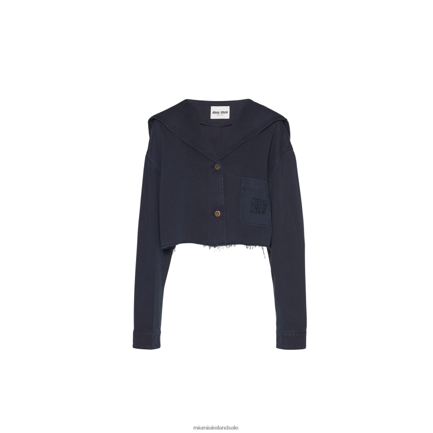 IE Miu MiuReady To Wear Drill Blouson Jacket Navy XJN62J486