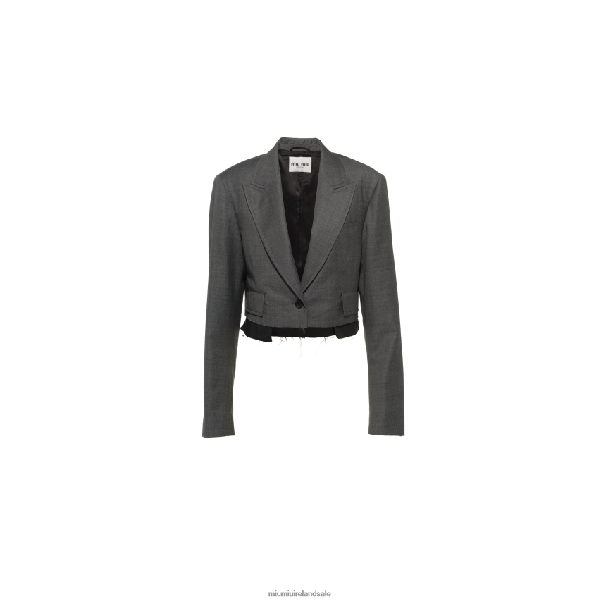IE Miu MiuReady To Wear Grisaille Single-breasted Jacket Slate Gray XJN62J491
