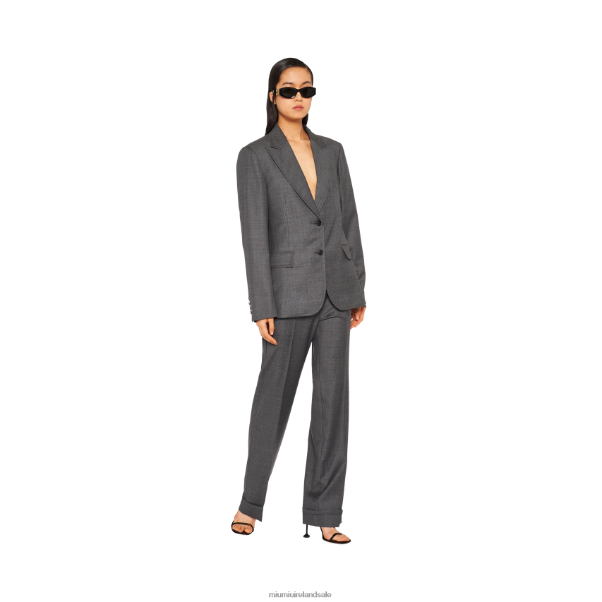 IE Miu MiuReady To Wear Grisaille Single-breasted Jacket Slate Gray XJN62J502