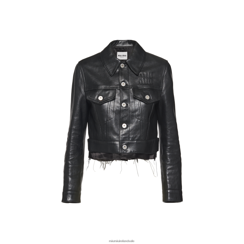 IE Miu MiuReady To Wear Leather Jacket Black XJN62J494