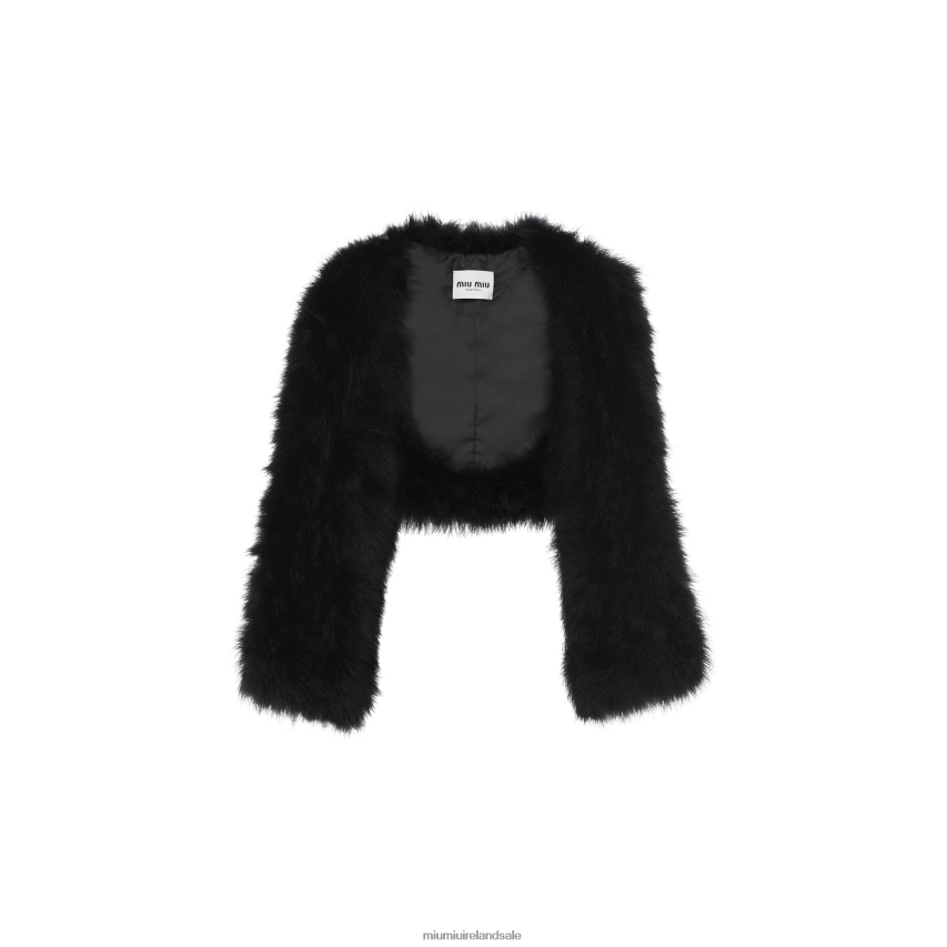 IE Miu MiuReady To Wear Marabou Feather Stole Black XJN62J496