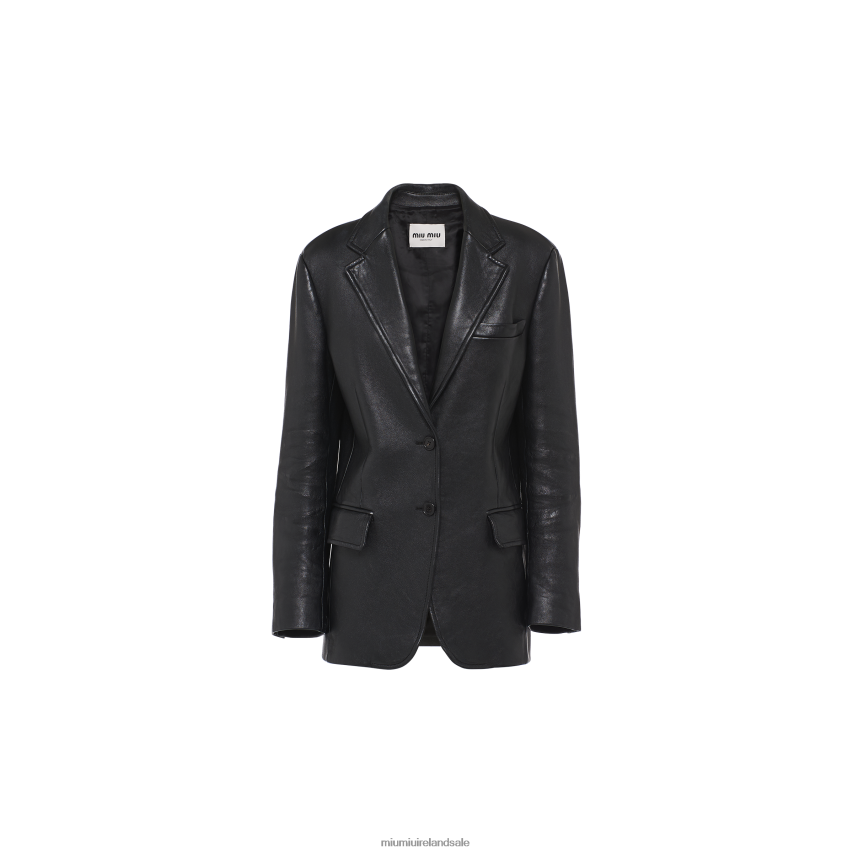 IE Miu MiuReady To Wear Nappa Leather Jacket Black XJN62J549