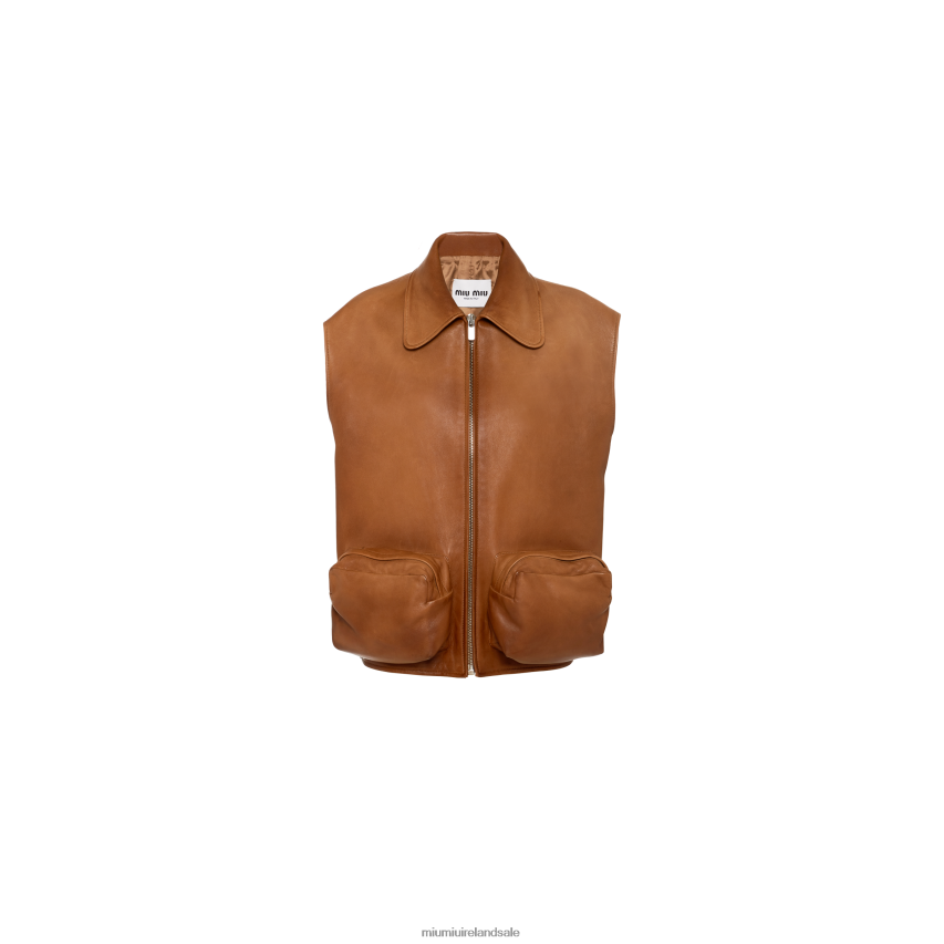 IE Miu MiuReady To Wear Nappa Leather Vest Caramel XJN62J464