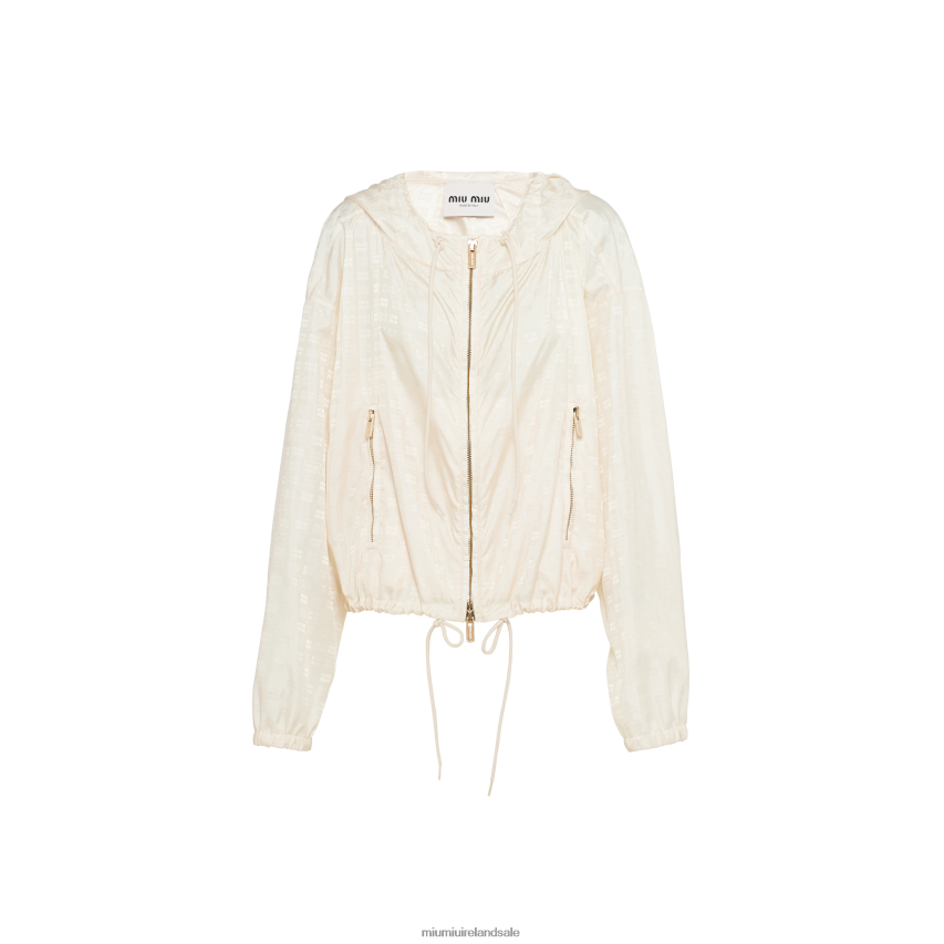 IE Miu MiuReady To Wear Nylon Blouson Jacket Ivory XJN62J454