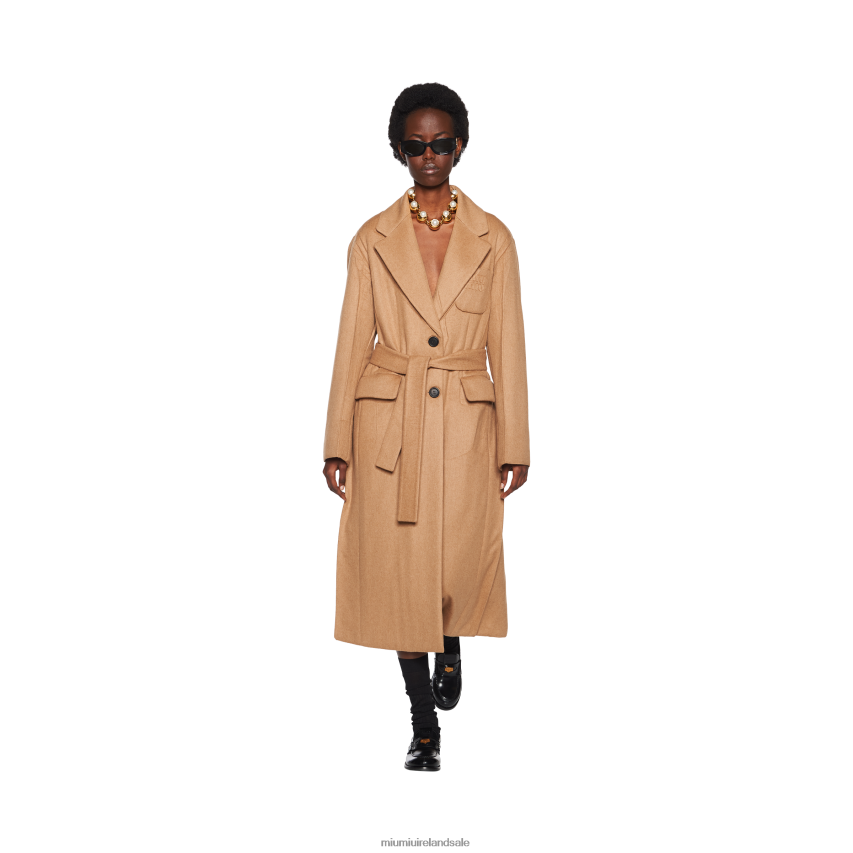 IE Miu MiuReady To Wear Padded Camel Velour Coat Camel Brown XJN62J540
