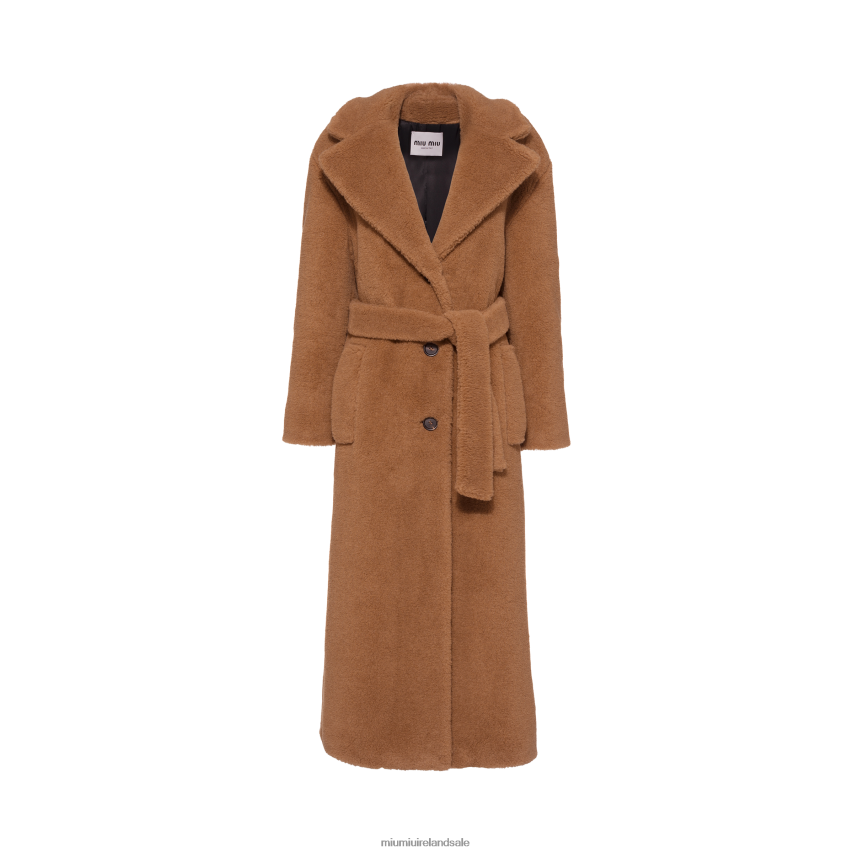 IE Miu MiuReady To Wear Single-breasted Alpaca Coat Camel Brown XJN62J541