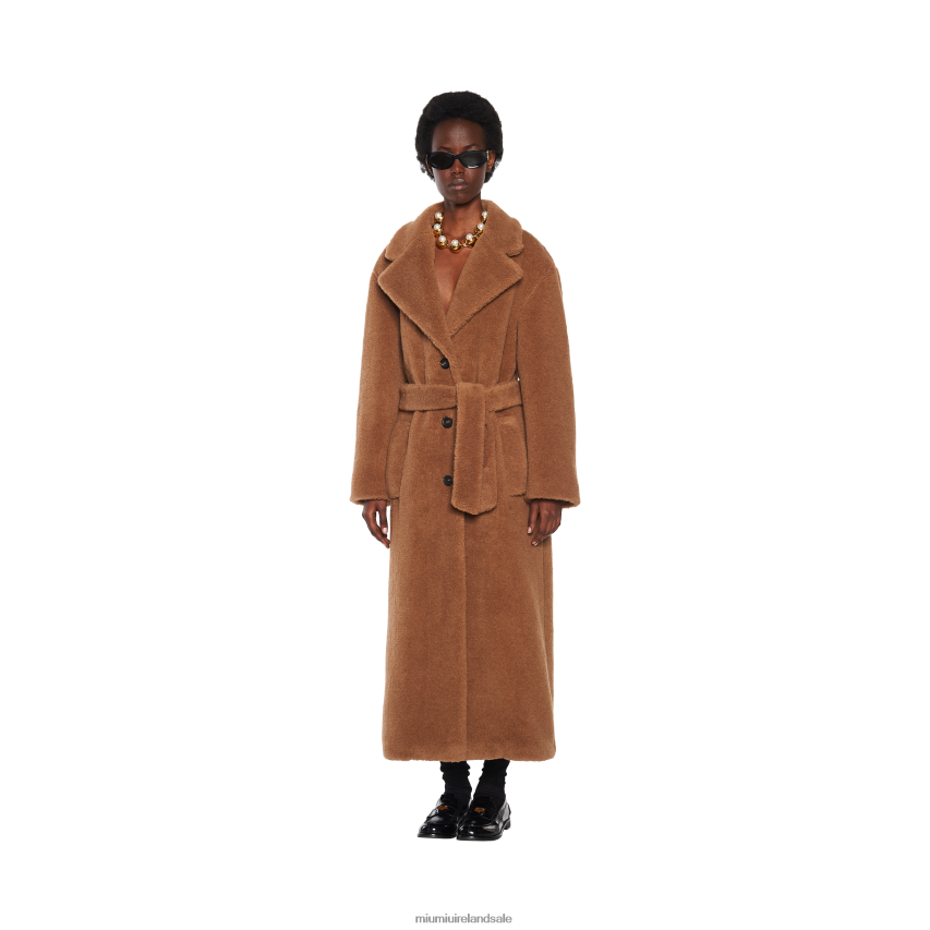 IE Miu MiuReady To Wear Single-breasted Alpaca Coat Camel Brown XJN62J541