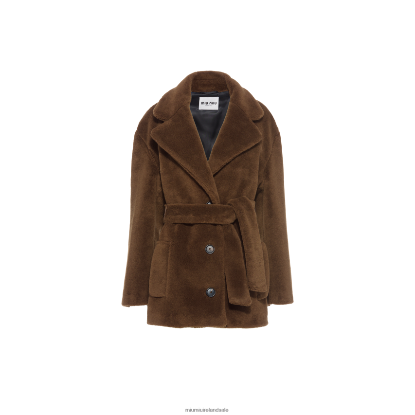 IE Miu MiuReady To Wear Single-breasted Alpaca Jacket Tobacco XJN62J531