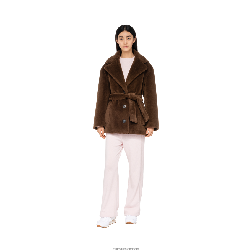 IE Miu MiuReady To Wear Single-breasted Alpaca Jacket Tobacco XJN62J531