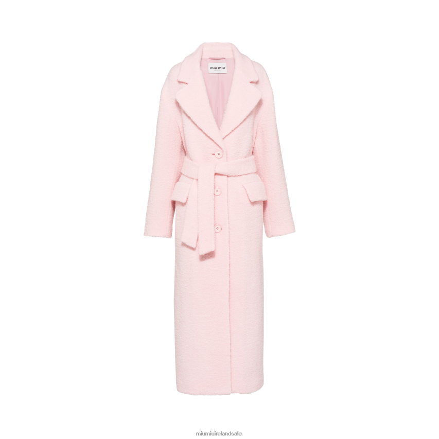 IE Miu MiuReady To Wear Single-breasted Boucle Coat Alabaster Pink XJN62J543