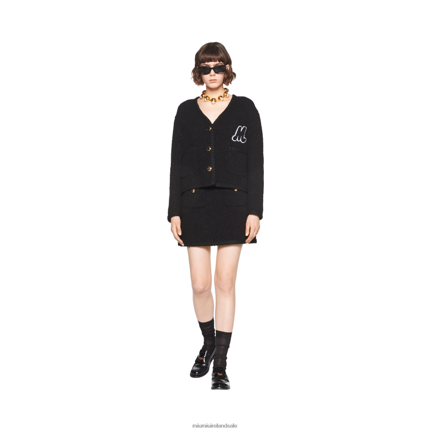 IE Miu MiuReady To Wear Single-breasted Boucle Jacket Black XJN62J527
