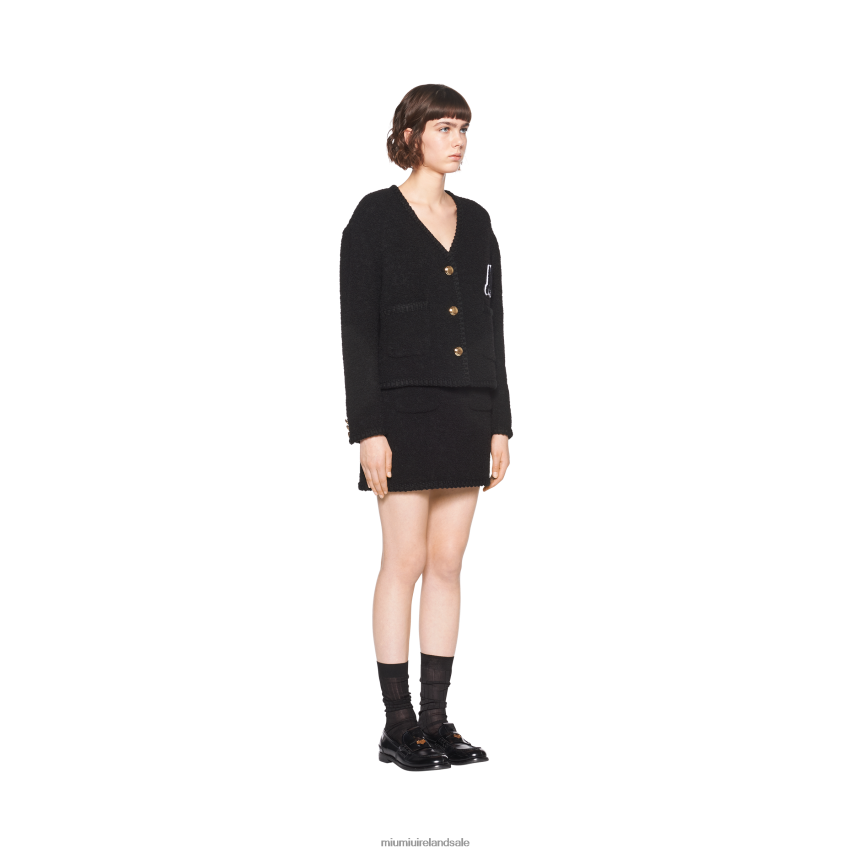 IE Miu MiuReady To Wear Single-breasted Boucle Jacket Black XJN62J527