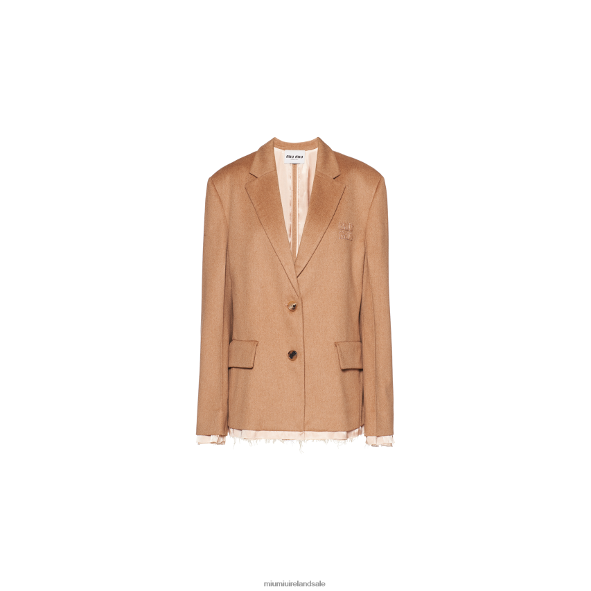 IE Miu MiuReady To Wear Single-breasted Camel Hair Jacket Camel Brown XJN62J459