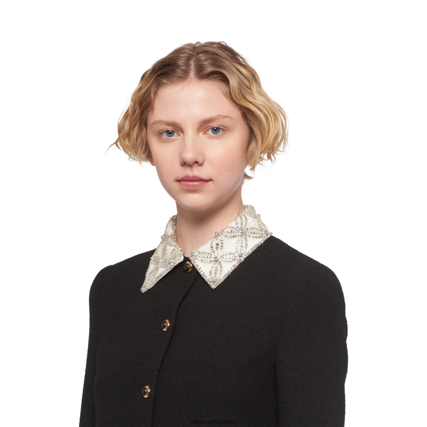 IE Miu MiuReady To Wear Single-breasted Embroidered Boucle Jacket Black XJN62J519