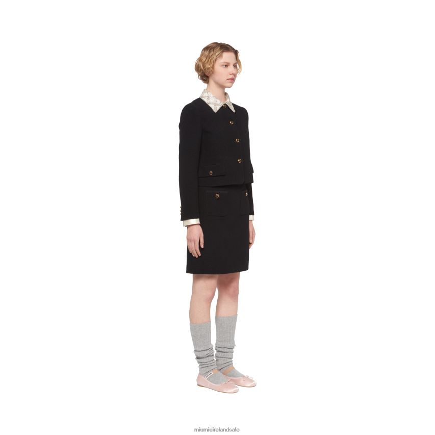 IE Miu MiuReady To Wear Single-breasted Embroidered Boucle Jacket Black XJN62J519