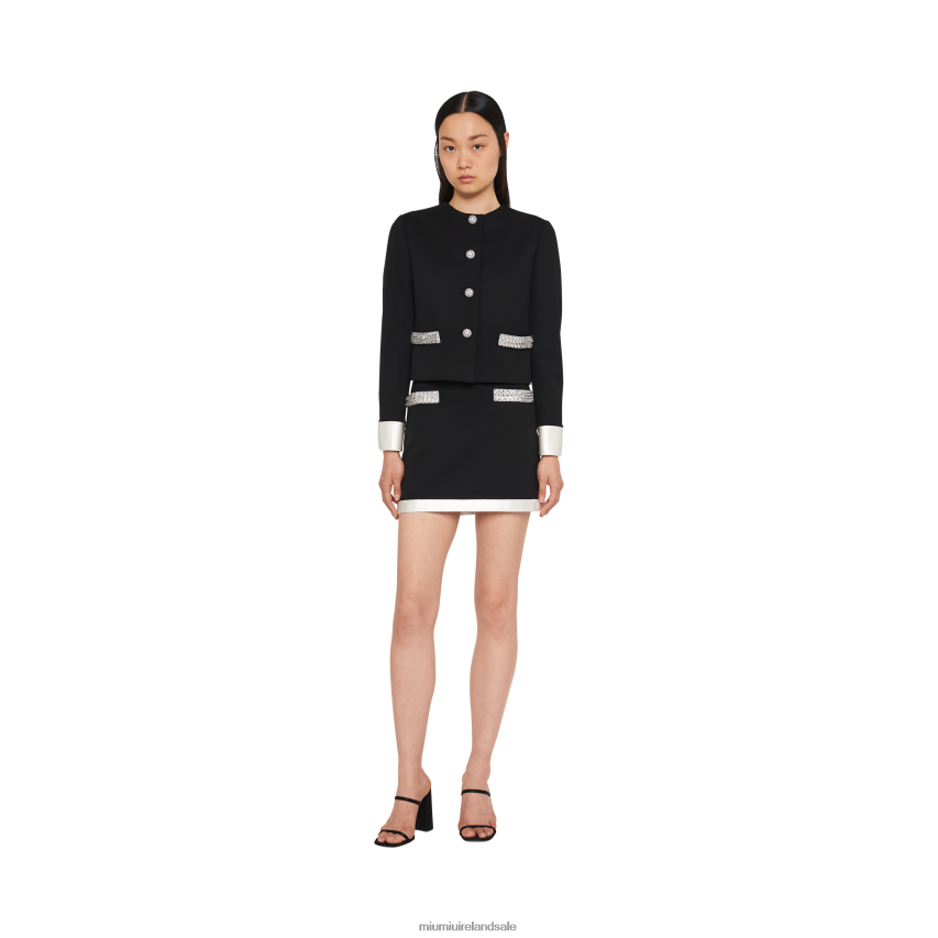 IE Miu MiuReady To Wear Single-breasted Grain De Poudre Jacket Black XJN62J490