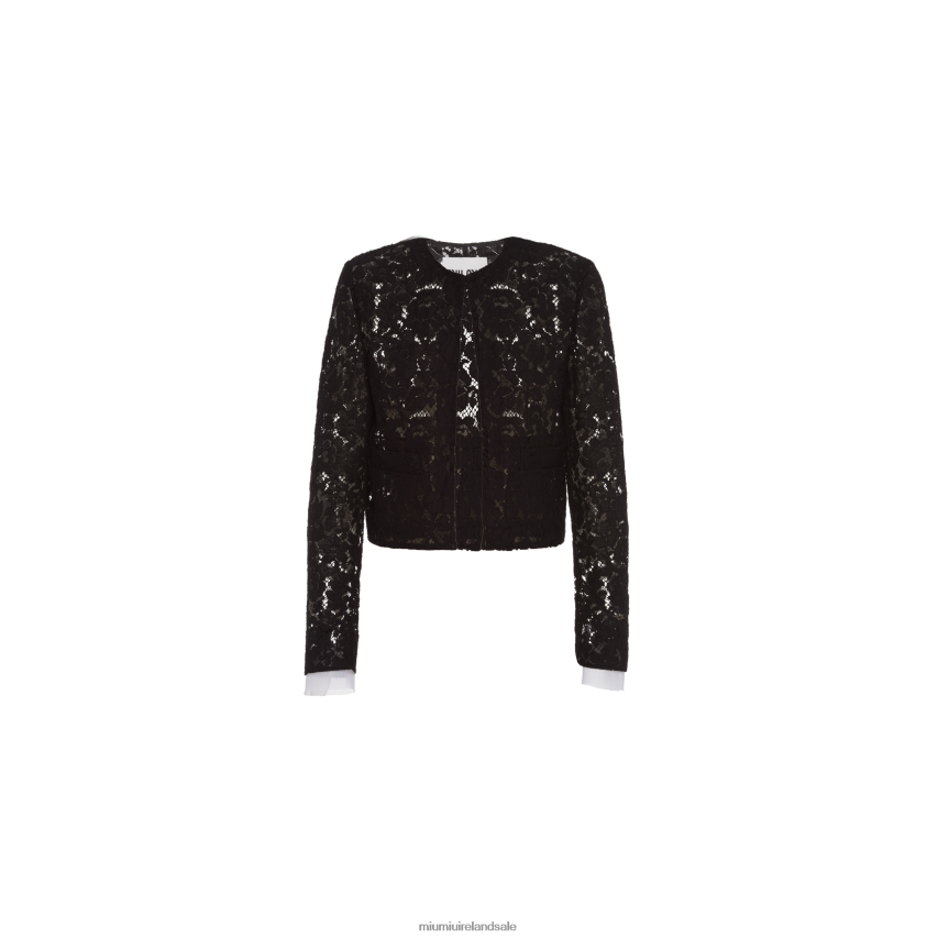 IE Miu MiuReady To Wear Single-breasted Lace Jacket Black XJN62J493