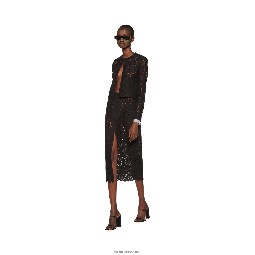 IE Miu MiuReady To Wear Single-breasted Lace Jacket Black XJN62J493