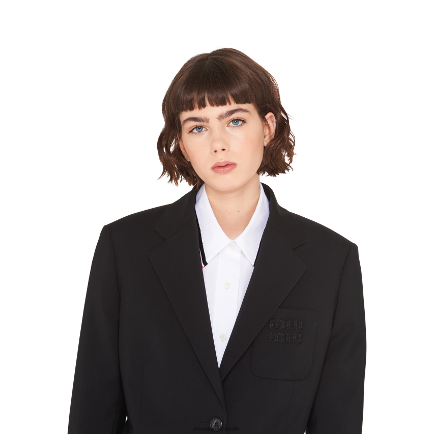 IE Miu MiuReady To Wear Single-breasted Mohair Jacket Black XJN62J546