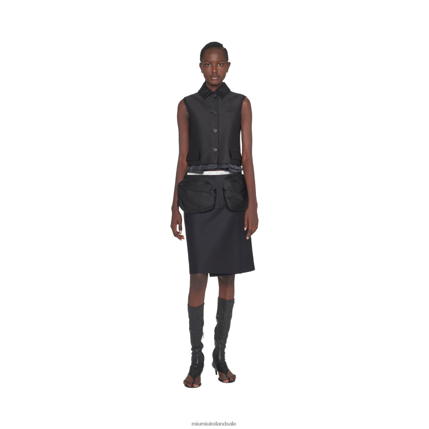 IE Miu MiuReady To Wear Single-breasted Radzimir Vest Black XJN62J462