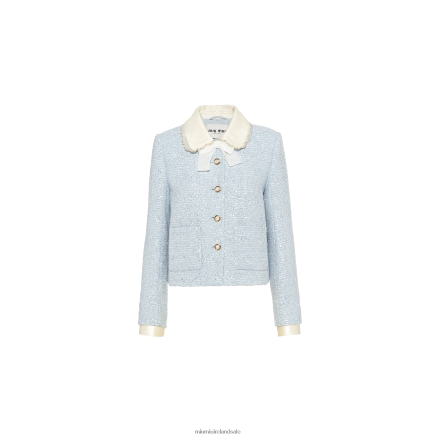 IE Miu MiuReady To Wear Single-breasted Sequined Tweed Jacket Astro XJN62J526