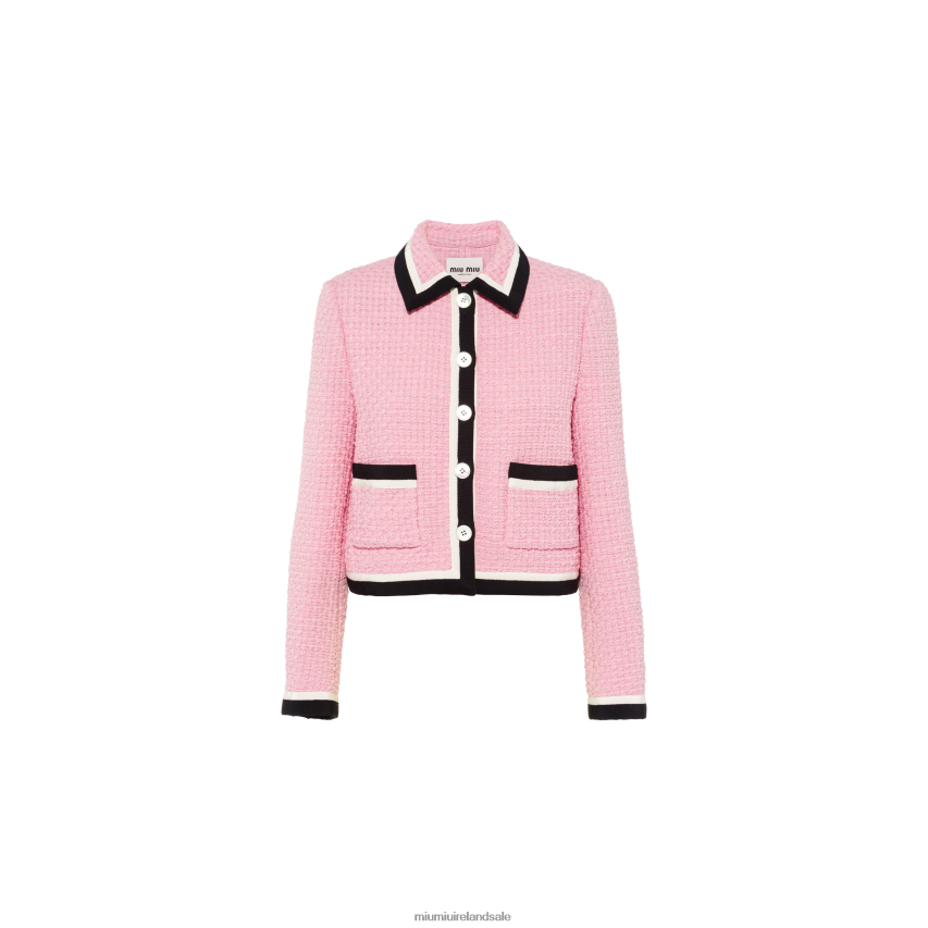 IE Miu MiuReady To Wear Single-breasted Tweed Jacket Pink XJN62J528