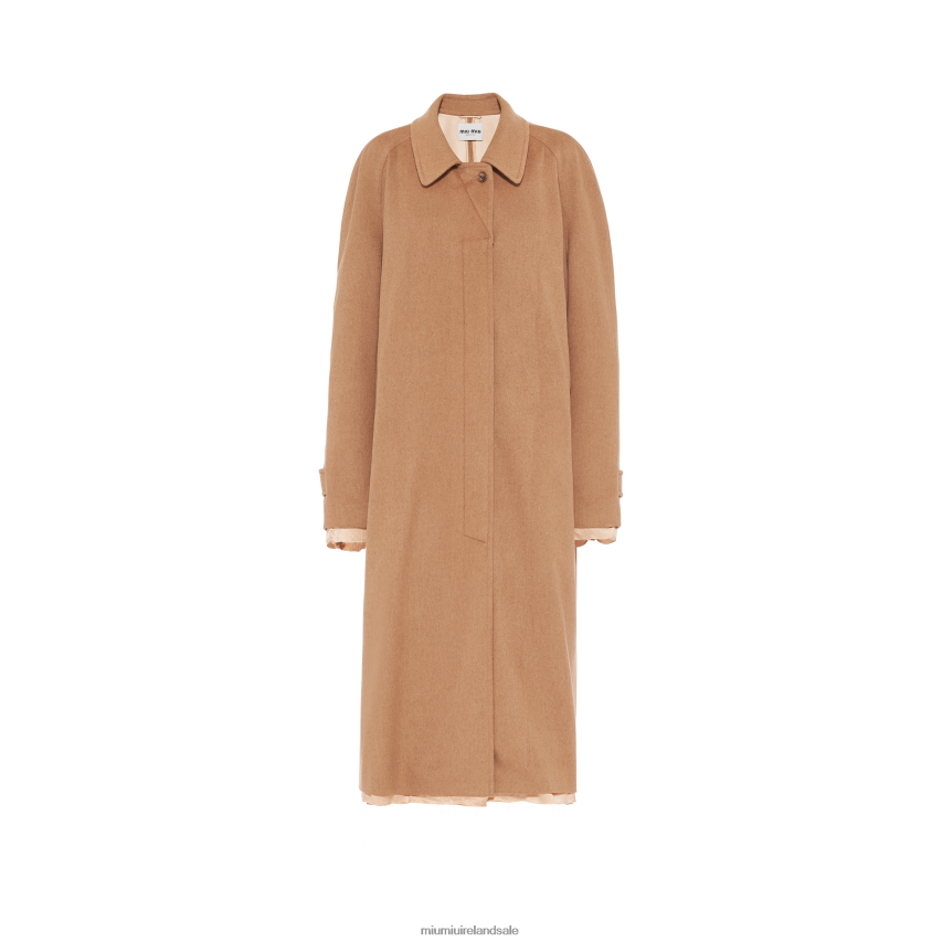 IE Miu MiuReady To Wear Single-breasted Velour Camel-hair Coat Camel Brown XJN62J551