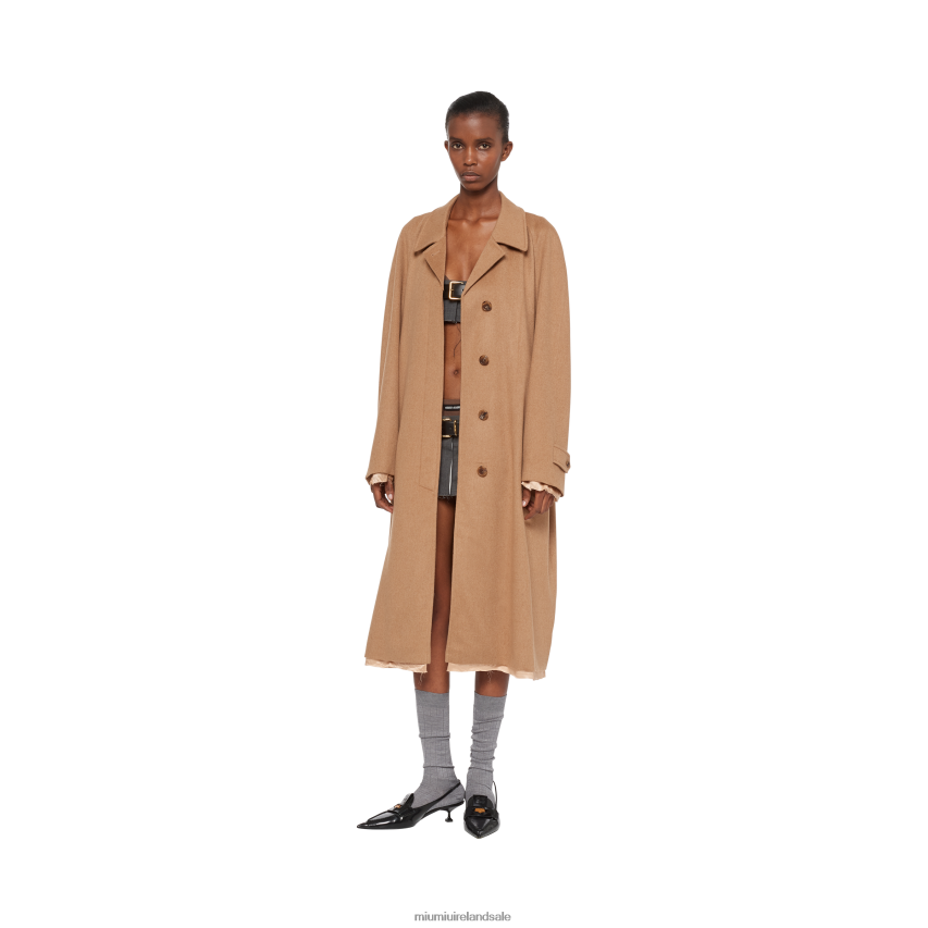 IE Miu MiuReady To Wear Single-breasted Velour Camel-hair Coat Camel Brown XJN62J551