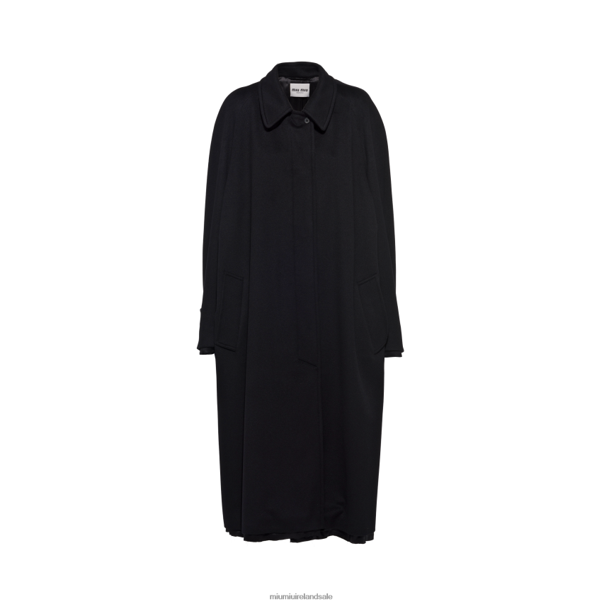 IE Miu MiuReady To Wear Single-breasted Velour Coat Black XJN62J497