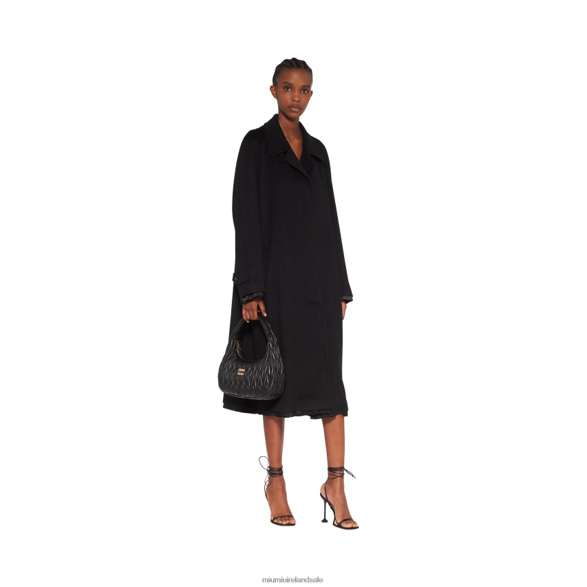 IE Miu MiuReady To Wear Single-breasted Velour Coat Black XJN62J497