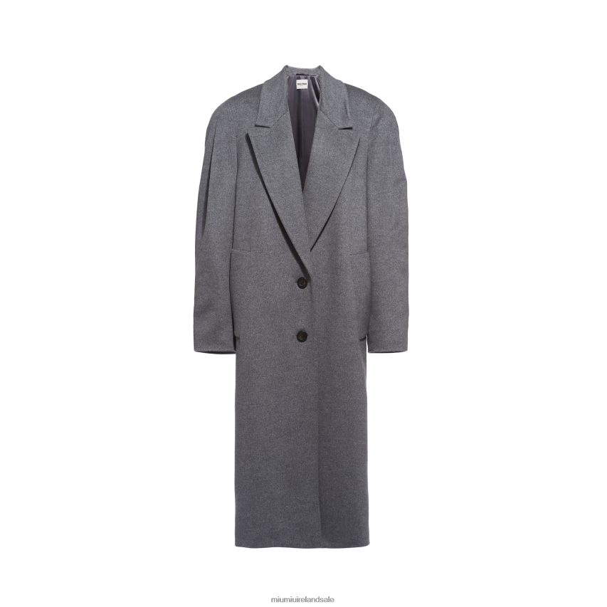 IE Miu MiuReady To Wear Single-breasted Velour Coat Grey XJN62J509