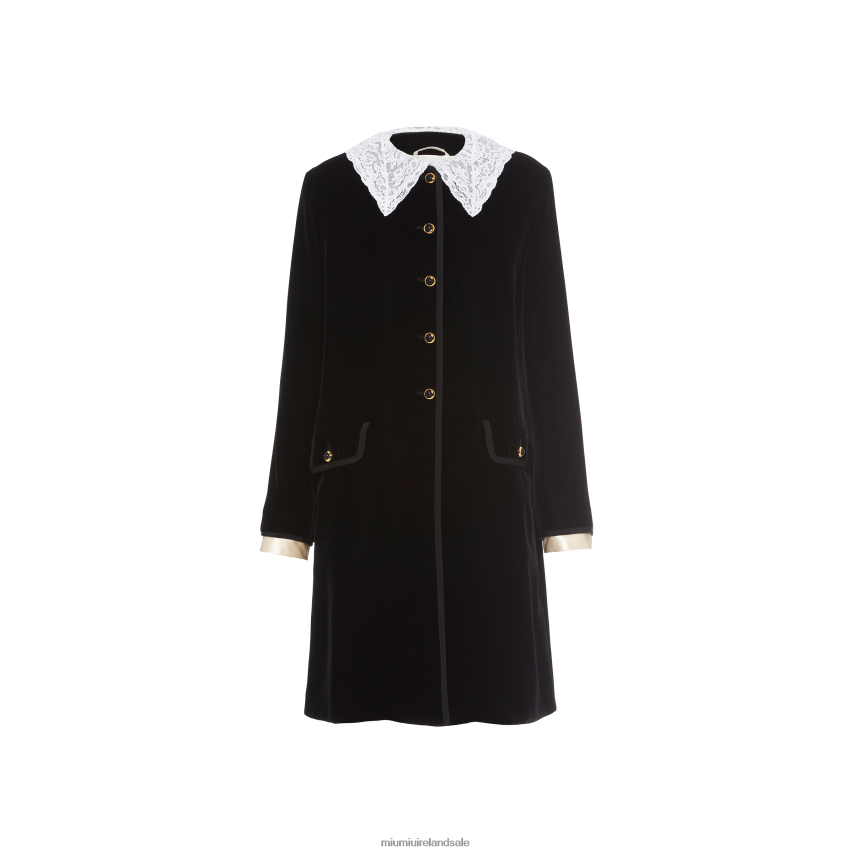 IE Miu MiuReady To Wear Single-breasted Velvet Coat Black XJN62J544