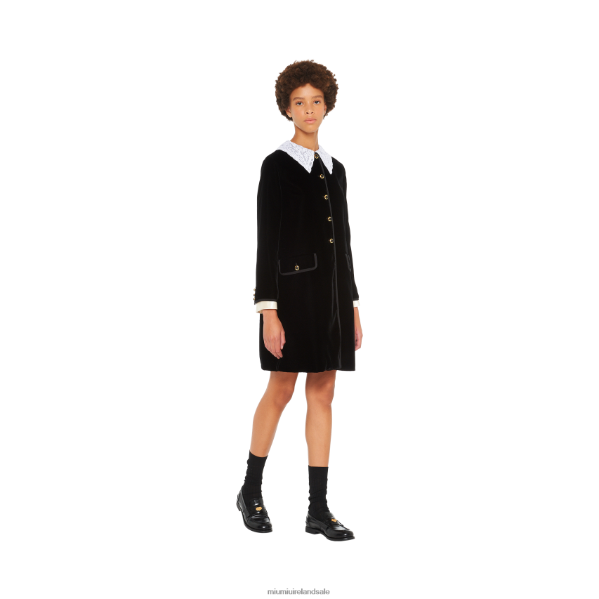 IE Miu MiuReady To Wear Single-breasted Velvet Coat Black XJN62J544
