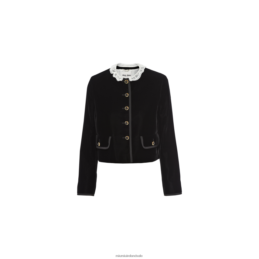 IE Miu MiuReady To Wear Single-breasted Velvet Jacket Black XJN62J534