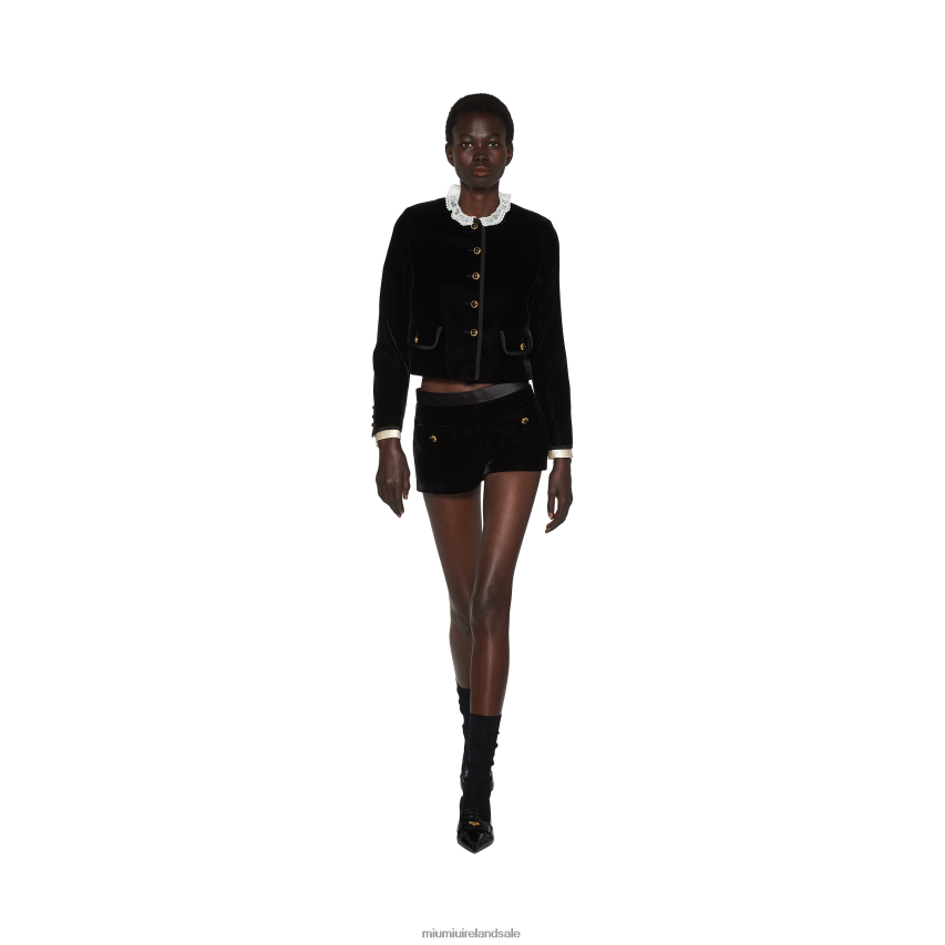 IE Miu MiuReady To Wear Single-breasted Velvet Jacket Black XJN62J534