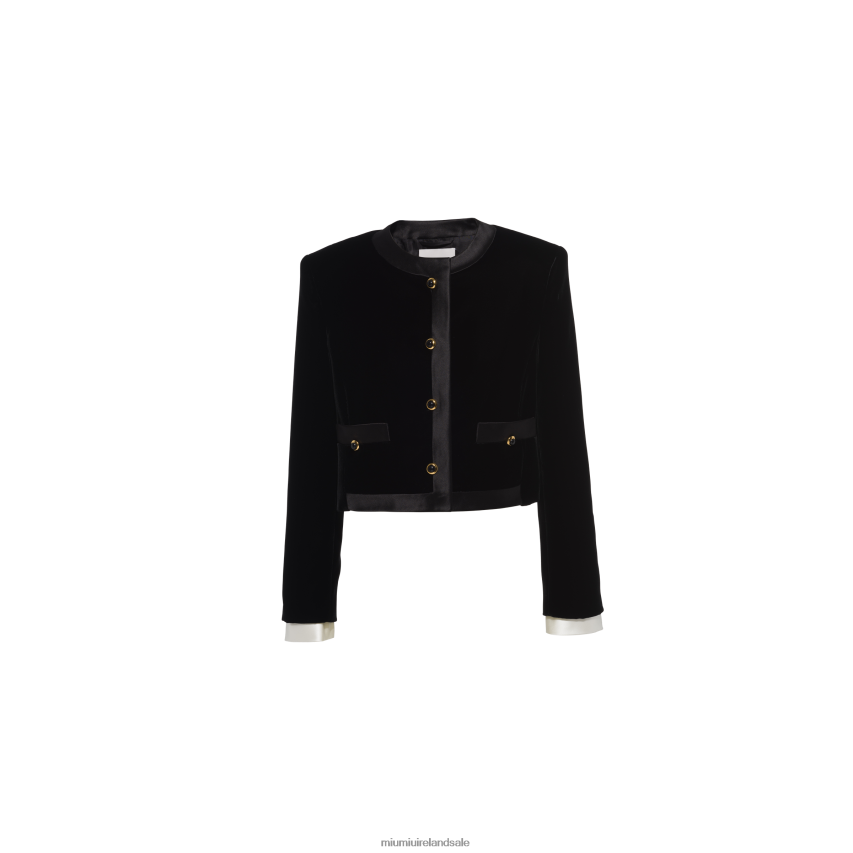 IE Miu MiuReady To Wear Velvet Single-breasted Jacket Black XJN62J500