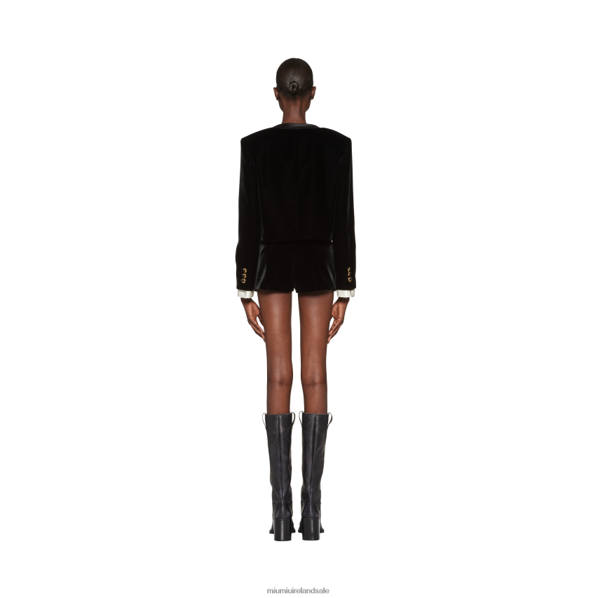 IE Miu MiuReady To Wear Velvet Single-breasted Jacket Black XJN62J500