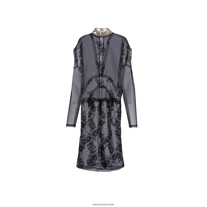 IE Miu MiuReady To Wear Chantilly Lace Dress Black XJN62J424