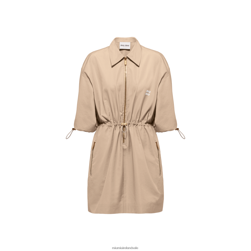 IE Miu MiuReady To Wear Cotton And Silk Mini-dress Colonial Beige XJN62J368