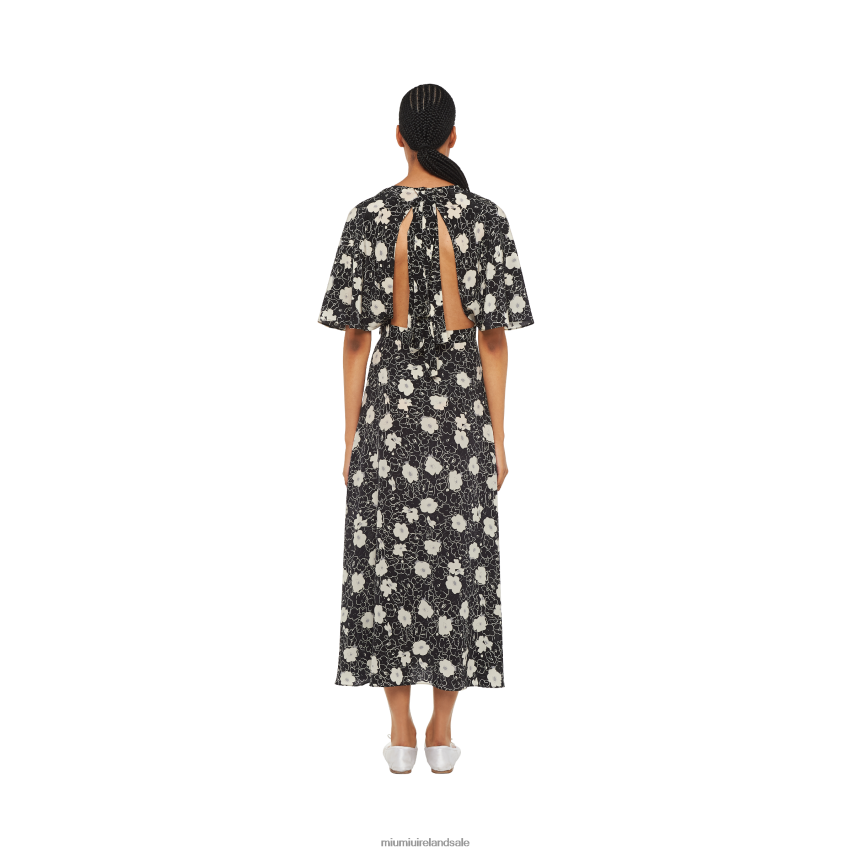 IE Miu MiuReady To Wear Crepe De Chine Long Dress Black/Ivory XJN62J384