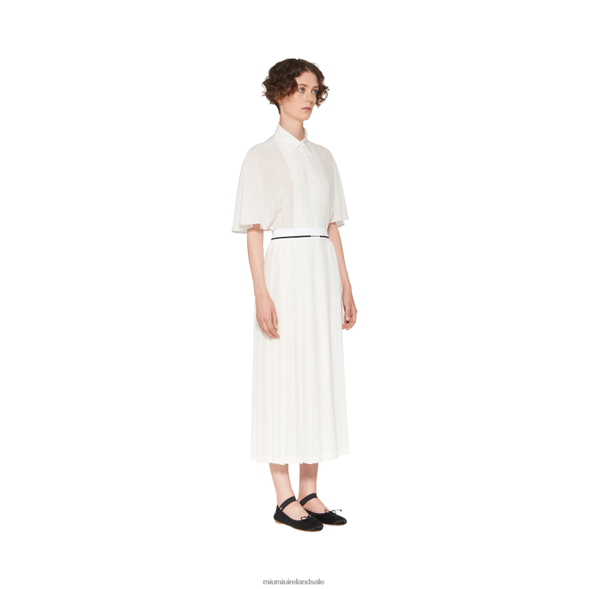 IE Miu MiuReady To Wear Crepe De Chine Midi Dress White XJN62J370