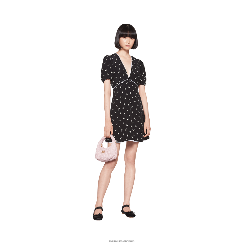 IE Miu MiuReady To Wear Crepe De Chine Mini-dress Black/Ivory XJN62J381