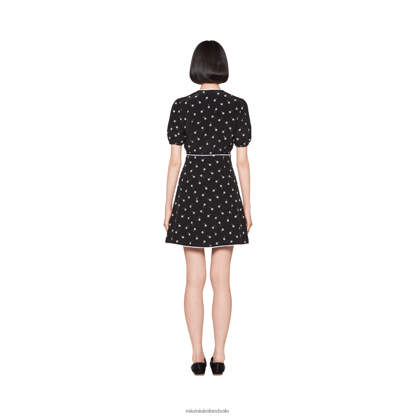 IE Miu MiuReady To Wear Crepe De Chine Mini-dress Black/Ivory XJN62J381