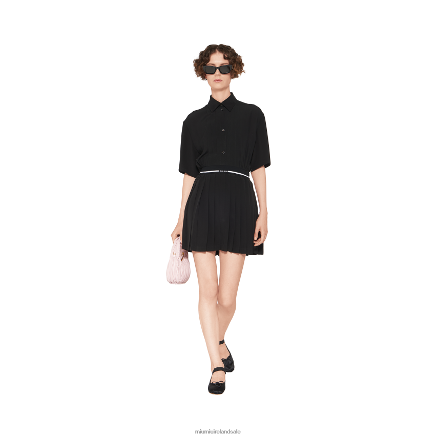 IE Miu MiuReady To Wear Crepe De Chine Mini-dress Black XJN62J369